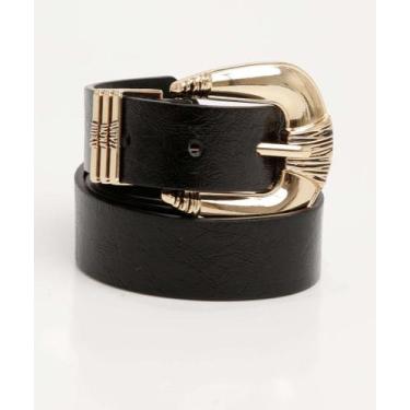 Imagem de Cinto Feminino Fivela Textura Marisa Preto-82043, Preto, M