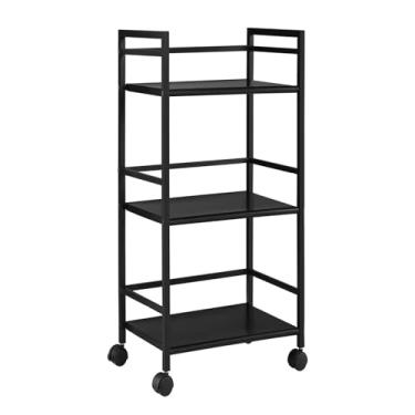 Imagem de LaYiQimn Carrinhos de armazenamento de cozinha Carrinho utilitário com rolamento de metal 3 níveis carrinho de cozinha carrinho de chá carrinhos de servir preto