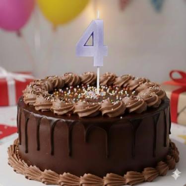 Imagem de Vela De Aniversário Mini Design Número Com 5Cm Silver Festas Lilás (Número 4)