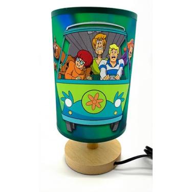 Imagem de Frameless Luminária de mesa de desenho animado com base de madeira, luminária de mesa com lâmpada de cabeceira, luz noturna, ótima decoração ou ideias de presente