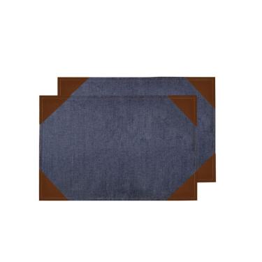 Imagem de Jogo Americano Jeans com Ponteira de Couro 2un