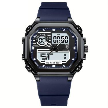 Imagem de Relógio Esportivo Masculino Pulseira Em Silicone Display Híbrido Digital Analógico Azul
