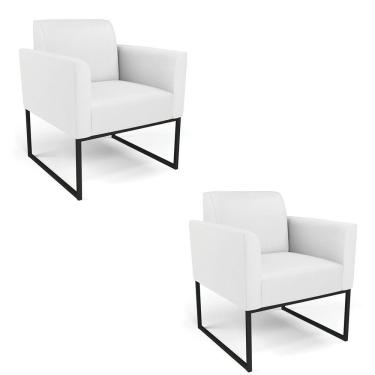 Imagem de Kit 2 Poltronas Base Industrial Preto Marisa Corino Branco D03 - D'rossi