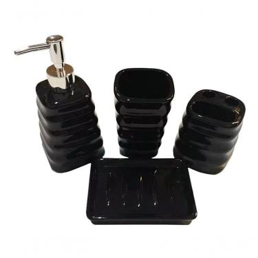 Imagem de Kit 4pçs Banheiro Lavabo Modelagem 3d Premuim Cerâmica Luxo