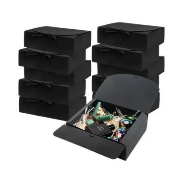 Imagem de Caixa De Presente Preta Com Tampa E Fita 4/8PC Para Festa, Proposta De