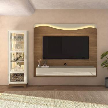 Imagem de Conjunto Sala de Estar Cristaleira Mirage e Painel Lumiere Cinamomo /Off White