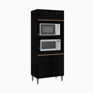 Imagem de Torre Quente Forno e Microondas Para Cozinha Milão Menu Móveis Preto
