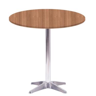 Imagem de Mesa Delta Em Alumínio 75 Cm (alt) Base Em X Tampo Mdp Redondo 60 Cm (larg) X 2,50 Cm (alt) Noce Nat