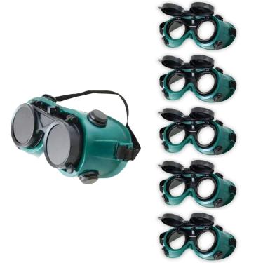Imagem de Oculos De Solda Protecao Kit 5 Uni EPI Máscara Articulavel Dupla Lente Para Soldador Com Filtro Equipamento Profissional