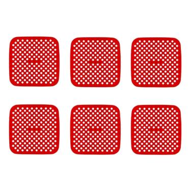 Imagem de Kit 6 Tapete Quadrado de Silicone Protetor para Air Fryer 21cm