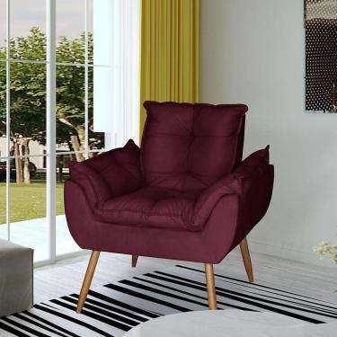 Imagem de Poltrona Opala Decorativa Suede Marsala Dal Poz Estofados