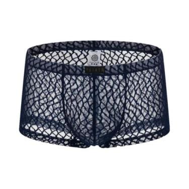 Imagem de Cuecas Boxer Masculinas Sexy Transparentes De Renda Com Bolsa U Respir
