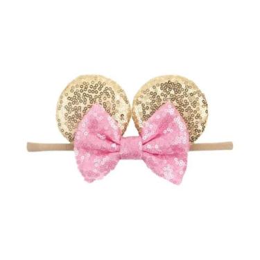 Imagem de Faixas De Cabelo Elásticas Bebê Minnie Mickey Mouse 2.8IN De Nylon Mac