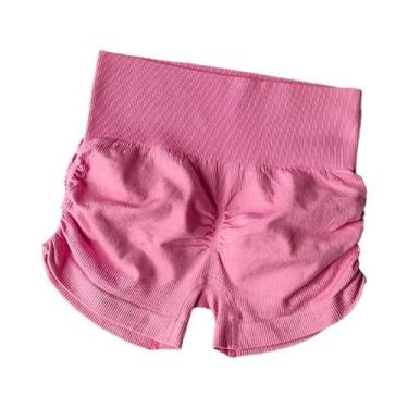 Imagem de Shorts De Yoga Femininos De Cintura Alta Com Efeito Levanta Bumbum E C