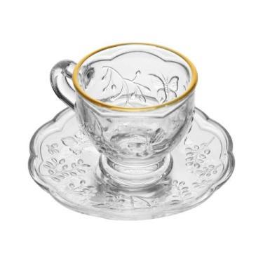 Imagem de Xícara de Café com Pires Lyor New Butterfly com Fio de Ouro - Wolff