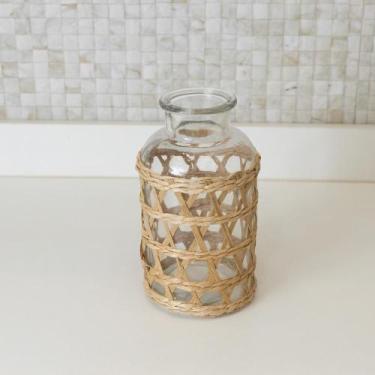 Imagem de Vaso Wolff de Vidro e Fibra Natural 19,5x10cm