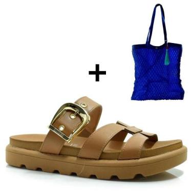 Imagem de Kit Sandália Flat Papete Vizzano com Bolsa Miss Bela Azul Papete, Bege