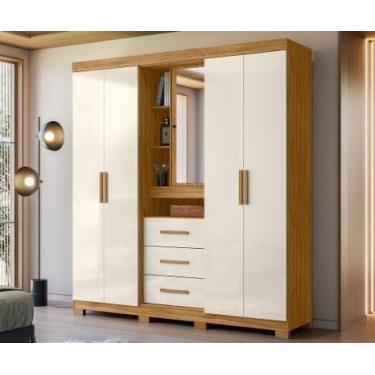 Imagem de Guarda Roupa Solteiro Ambiente Eldorado 5 Portas Freijó Off White com 