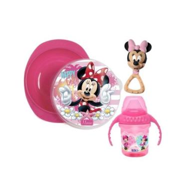 Imagem de Kit Prato Bowl com Ventosa, Tampa + Caneca + Mordedor Minnie - Babygo 