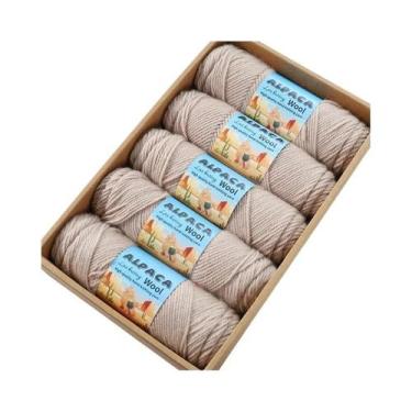Imagem de Fio De Lã De Alpaca Grosso 500g 5 Novelos Para Tricô De Suéteres, Casa