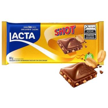 Imagem de Chocolate Lacta Shot 80g, Chocolate ao leite com amendoim