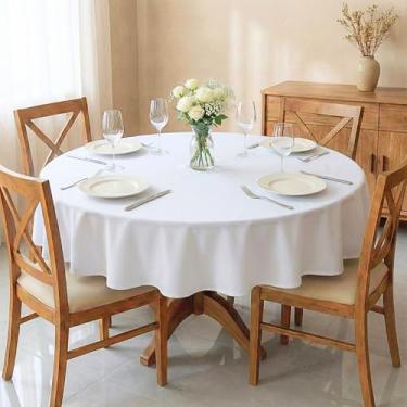 Imagem de Toalha De Mesa Redonda 4 Lugares 1,40m Tecido Oxford Liso Leve e Resistente Cozzilar (Branca)