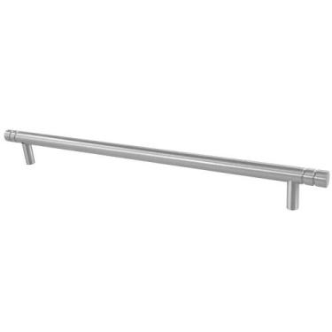 Imagem de Puxador Barra Acetinado Com Friso Externo Alumínio 0210 Pauma, 448 mm