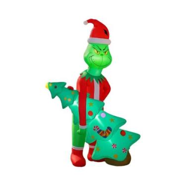 Imagem de Grinch Inflável De 6,8 Pés Segurando Árvores De Natal Com Luzes LED, D