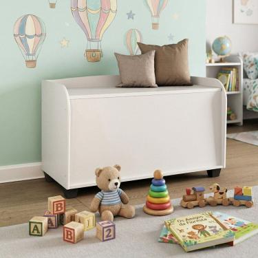 Imagem de Baú Organizador Multiuso para Auxiliar na Organização do Quarto Branco