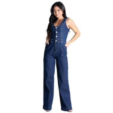 Imagem de Macacão Jeans Sawary - 281284 - Azul médio 46-Feminino