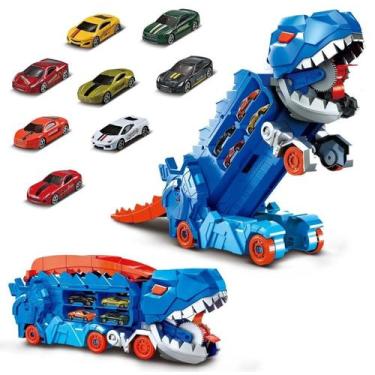 Imagem de Brinquedo Caminhão Dinossauro Com Pista Lançadora e Porta Carrinhos - 