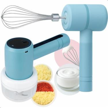 Imagem de Mini Processador Elétrico Batedeira Portátil Misturador Ovos Bolo Aço 
