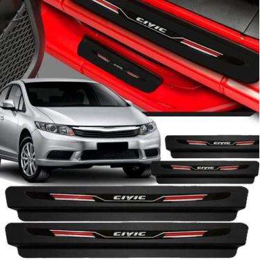 Imagem de Soleira Honda Civic 2001 Até 2021 Sport Resinada Preta - TTs Distribui