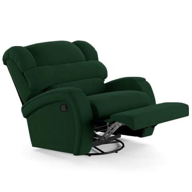 Imagem de Poltrona Do Papai Reclinável Kalie Glider Giratória Usb Fh9 Veludo Verde - Mpozenato