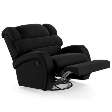 Imagem de Poltrona Do Papai Reclinável Kalie Glider Giratória Fh9 Veludo Preto - Mpozenato