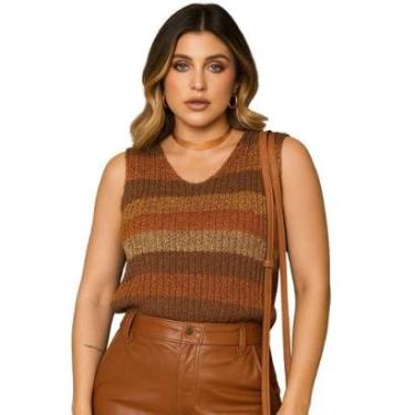 Imagem de Regata Listrada Vih Triny em Tricô Feminina Moda Casual Estilo e Conforto-Feminino