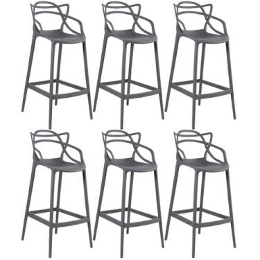 Imagem de Laraz Home Decor, Kit 6 Banquetas Altas Masters Allegra 76 cm - Cinza 