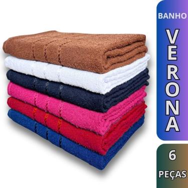 Imagem de Kit 6 Toalhas de Banho Verona 100% Algodão em Tecido Absorvente Liso-Sólido 220g-m2 Alt...