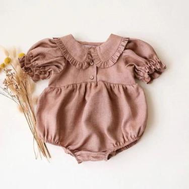 Imagem de Macacão De Verão Em Linho E Algodão Para Bebê Menina, Playsuit De Uma 