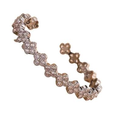 Imagem de Pulseira De Luxo Feminina Com Zircônia Brilhante E Elo Retangular Vaza
