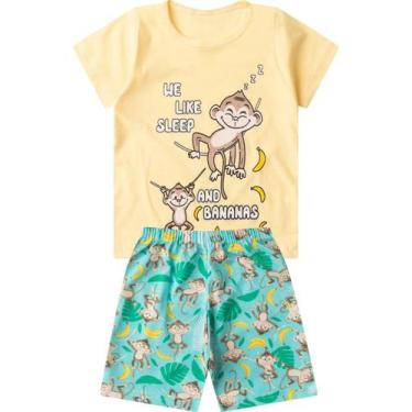 Imagem de Pijama Infantil Masculino Brilha No Escuro Select Amarelo, 4, Amarelo