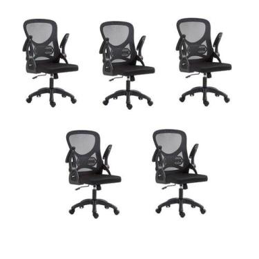 Imagem de Kit com 5 Cadeira Escritório Diretor Office Columbus com Tela Mesh - E