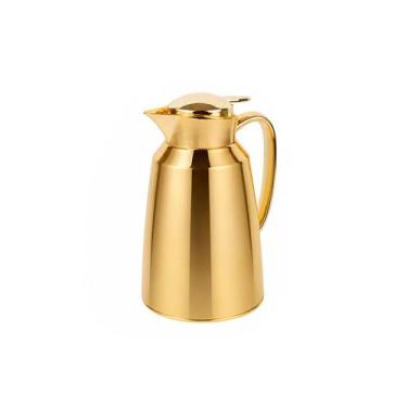Imagem de Garrafa Termica Dourada Bule Gatilho 1L Servir Cafe Cha - casa cha
