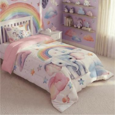 Imagem de Edredom Solteiro Infantil 2PC para Meninas 400 Fios Dupla Face Premium