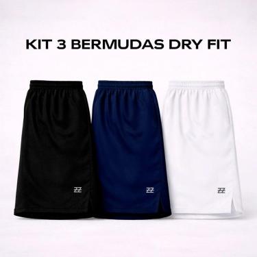 Imagem de Kit 3 Bermudas Masculinas Dry Esportivas Academia Treino Futebol Conforto Performance L...
