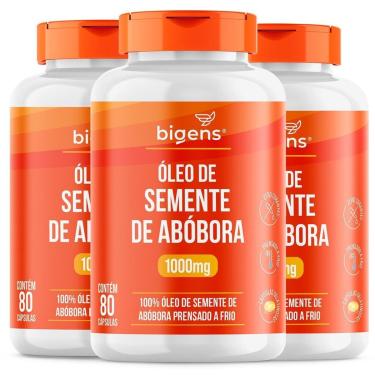 Imagem de Kit 3 Óleo De Semente de Abóbora Prensado A Frio 1000mg Por Cápsula 240 Caps - Bigens-U...