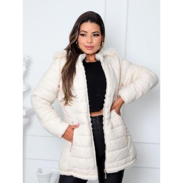 Imagem de Jaqueta ParKa Feminina Dupla Face Nylon/Peluciada Off-White-Feminino