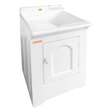 Imagem de Gabinete Tanque de Lavar Roupas 38L Branco Fibra Stilofibras Lavanderia Área de Serviço