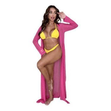 Imagem de Saida De Praia Piscina Longa Tulum Rosa Em Tule - Boutique, M, Rosa, C