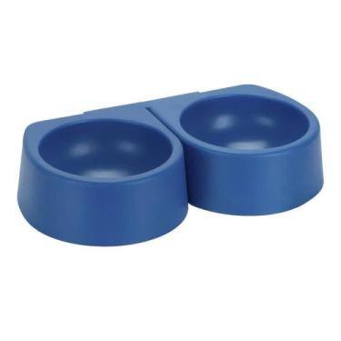 Imagem de Comedouro Duplo Pet Bebedouro Cachorro Gato Com Fita 3m Arthi, Azul
